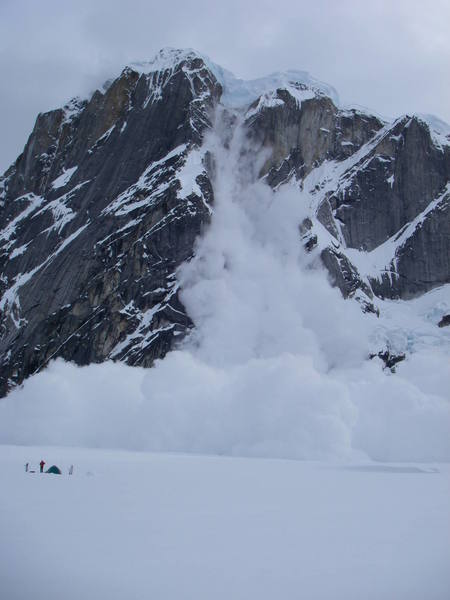 Large ice fall off the top of Mnt. Dickey.