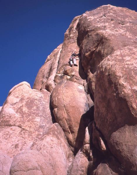 Chris Parks on 'Red Beckey' in Indian Cove, 12/04. Photo by T. Bubb.