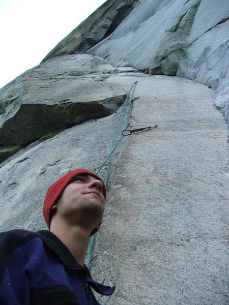 Chad Umbel below the second pitch of The Glass Megagerie 5.12+. Sent it second go.