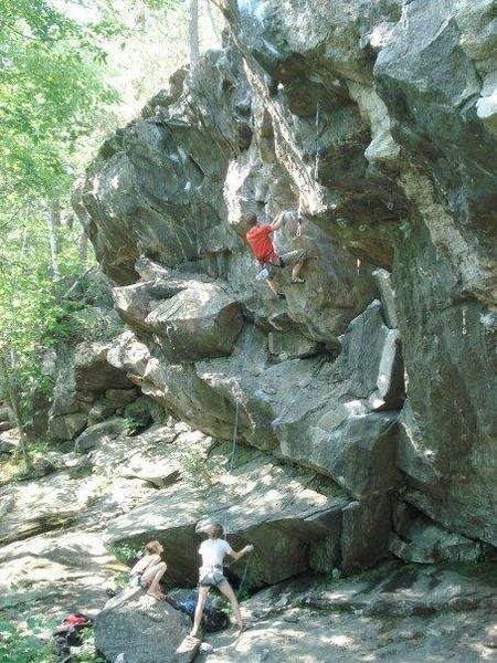 James Otey on his flash attempt on Cosmic Monsters (5.12a)....