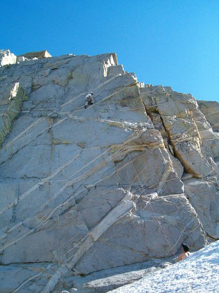 Unknown climbers on Lagavulin (5.10c) at Crystal Crag.<br>
