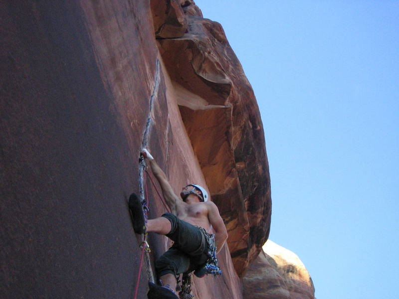 Bennett starting up the fine line, Fall 2006.