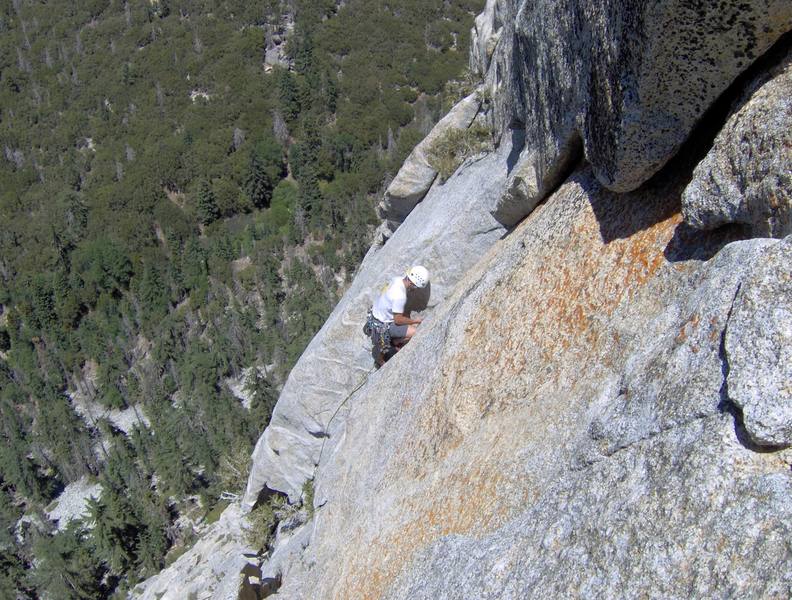 Unidentified climber (I know he's from Colorado) approaching the 4th belay.