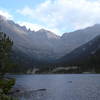 Long's Peak seen at left, from Mills Lake.