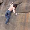 Me climbing the crescent slab route. fun route if you like tricky little slab problems