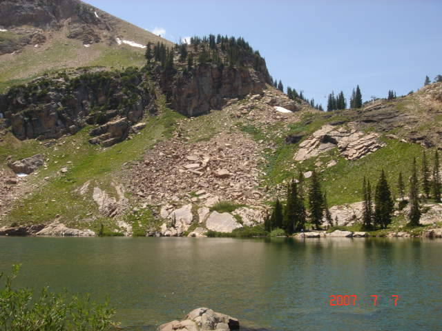 A look at the wall from the lake.