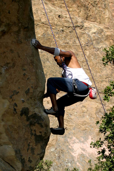 Tony Tennessee at the crux move.