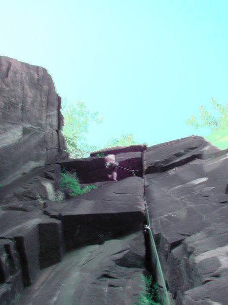 Crappy photo of me pulling the roof on Satan's Ceiling 5.9