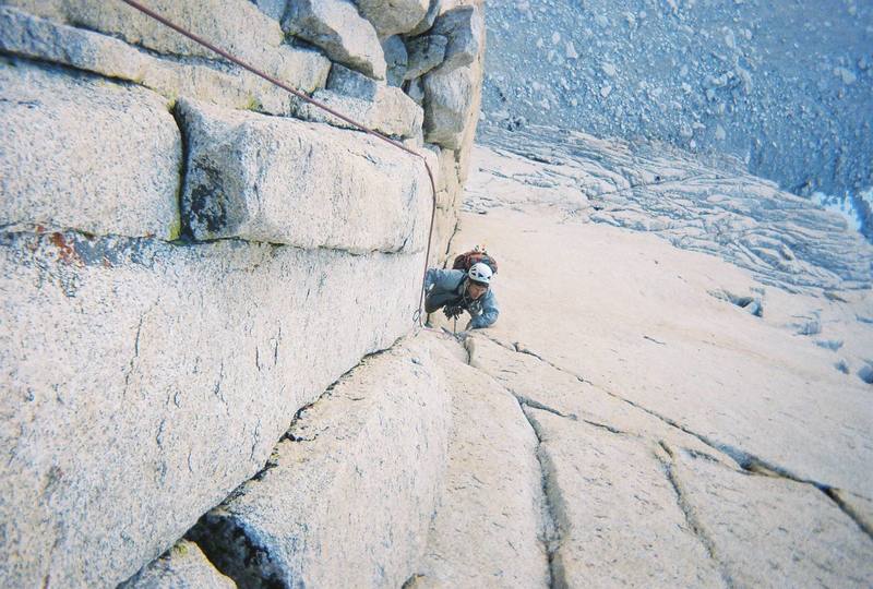 Dave Goldstein at the technical crux of the RD pitch and route