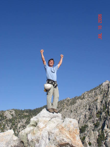 "at home, drawin' pictures, of mountaintops, with him on top, lemon yellow sun..."  Tip top of Tahquitz<br>
<br>
photo by David Behar