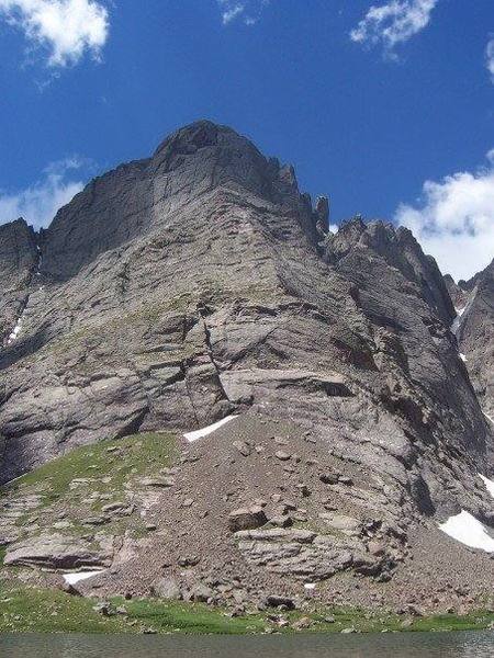 Looking up the Ellingwood Ledges from near Upper Colony Lake.