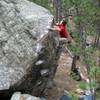 This is me topping out Torso Fritter while being spotted by Tyler. The photo was taken by Christian Baird.