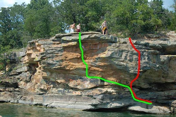 Here's a photo of the dam bluffs and a couple of lines I've done on them.