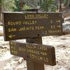 Right at this trail junction (towards Round Valley) for the bouldering, Tramway