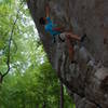 Mike working into the crux