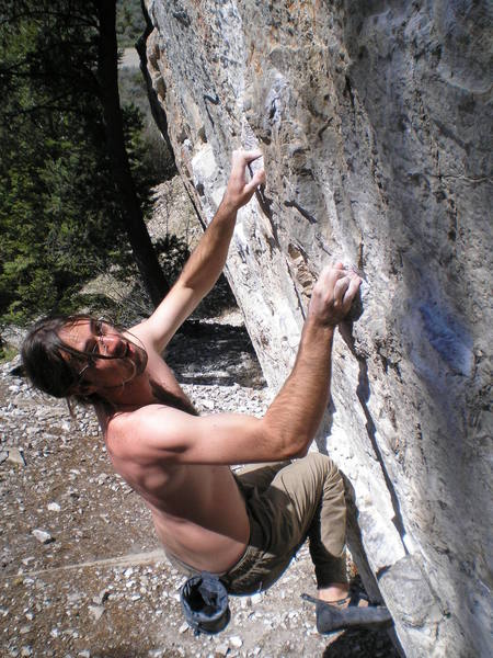 Jason Sloan near one of the cruxes.