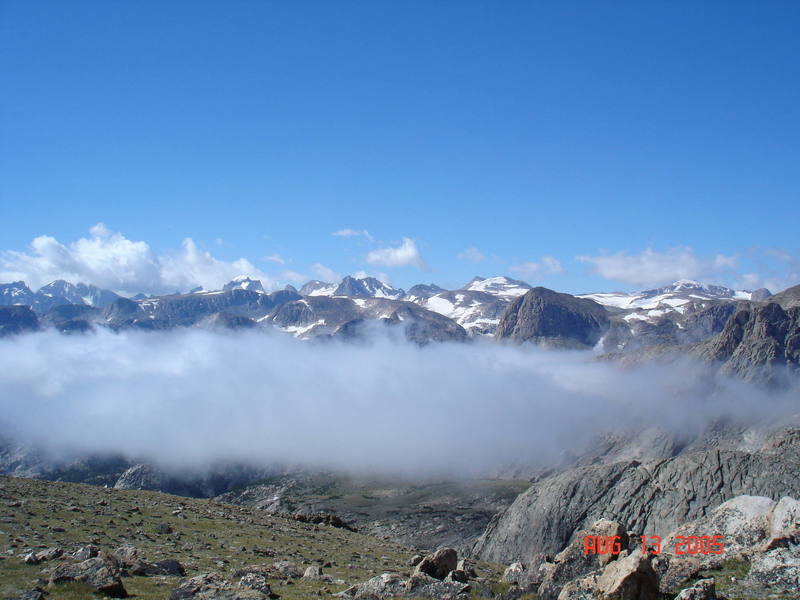 View of Gannett and surrounding peaks from atop Goat Flat in the northern winds.