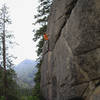 Good hand jam rest above the crux.