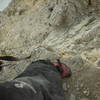 This photo gives some idea of the steepness on the headwall pitch (the money pitch if you will!)