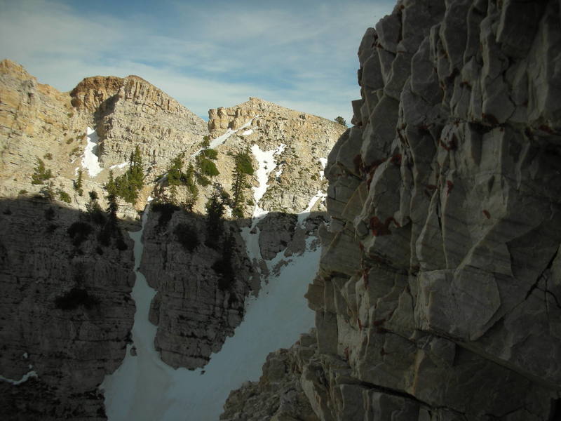 A view to the great couloir from the face