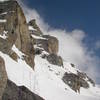 Ty Cook leading one of the crux rock section on the Southwest ridge of Peak 11,300.