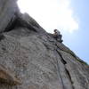 Tom Donnelly leading the first pitch of Dave's, just below the infamous finger crack.