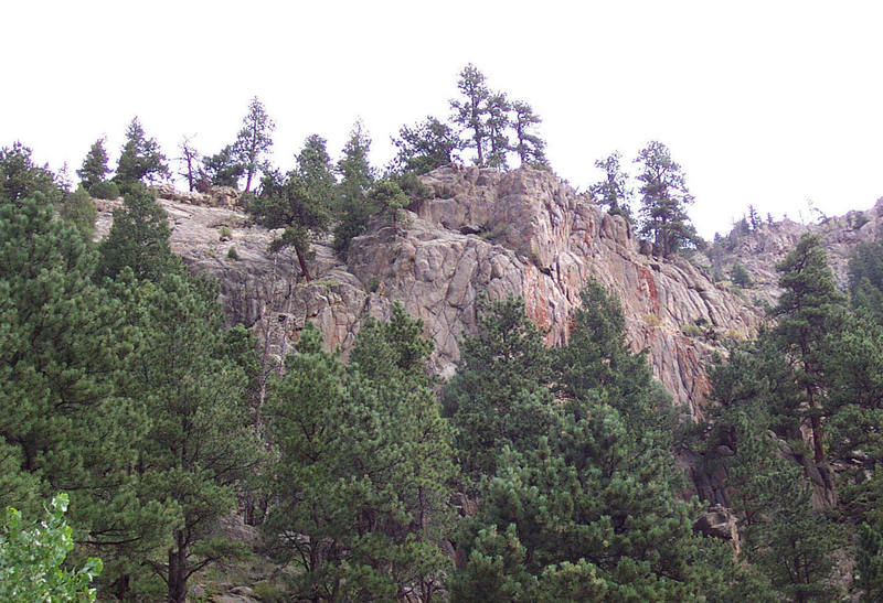 Taken from the south side of the road, just east of the "Boulder Falls 1000 Feet" sign.