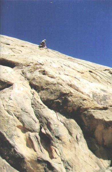 Paul on the 5.8+ 3rd pitch, lugging the lug....