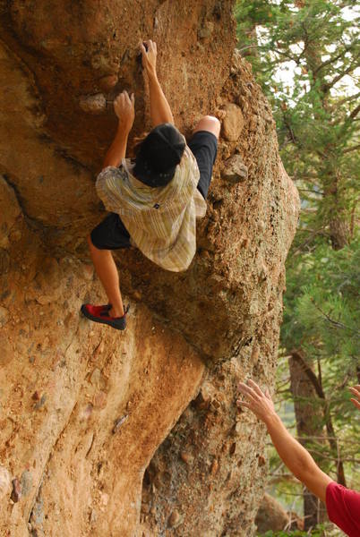 Chris working the pebble roof on Dr. Love's.