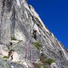 Darren heading up into the headwall.