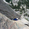 Looking down on the upper traverse.