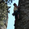 Jon leading the pumpy arete