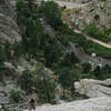 Erica making her first rappel. This is a great place to learn the technique.