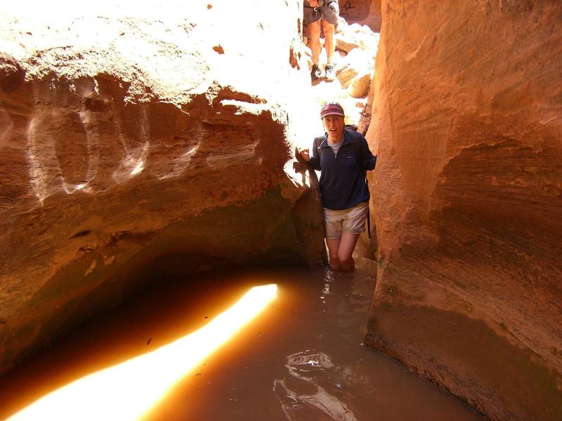 Cheri stepping into cold waters