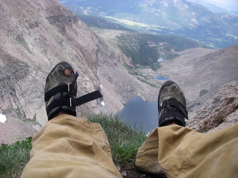 Looking over the valley and my custom-fitted shoes.