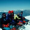 Nevado Illimani's North 21,205 ft. summit (6/93). Note: Tommy Caldwell in yellow at age 14. 