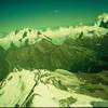 Looking south from the Zinal Rothorn's summit. Note airplane flying down the Vispal Valley below us.