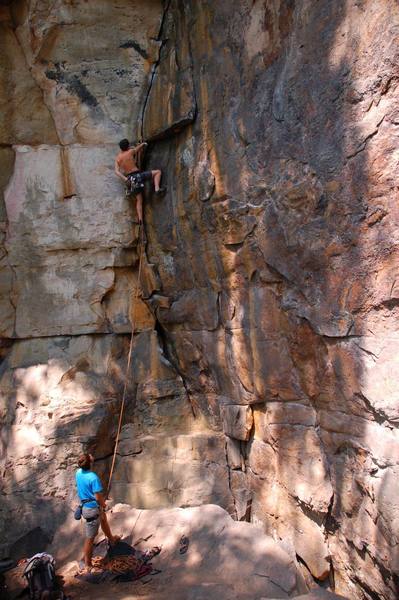 Ladd Raine working up the moderate bottom section of this great line.