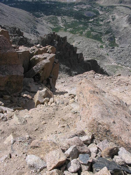 This is the gully you go down from The Loft to gain access to Keplinger's Couloir. It's clearly marked by cairns....