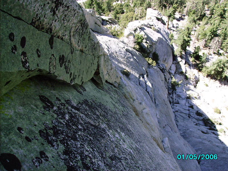 Looking down at the beginning of the flake.