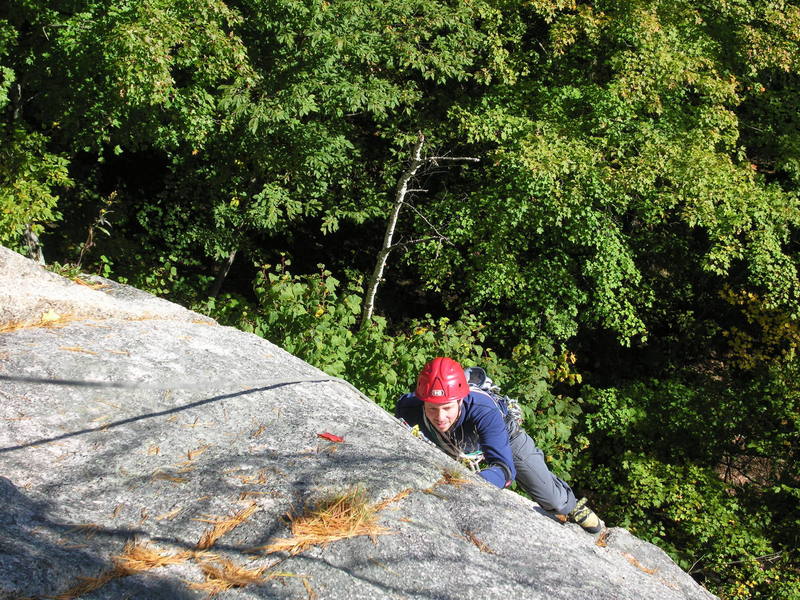 Mike Garrity approaching the first belay of Fun House, Photo by Arthur Kehas.