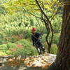 Mike lowering into the void.  Photo by Arthur Kehas