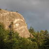 Elephant head is an easy-access crag for short climbs. Climb the trunk (5.4 good protection) or top-rope the eye (5.5.). <br>
<br>
Highway 302 runs right by the rock so expect some road noise and many onlookers.