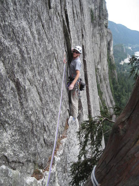 The final moves on the last pitch that lead to the Split Pillar.