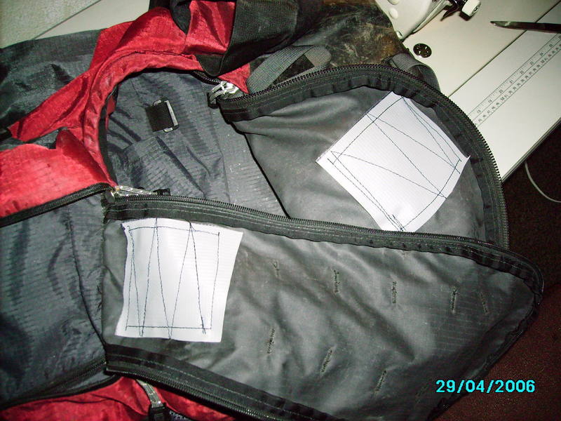 Critters chewed holes in my backpack, but I managed to patch the holes with my sewing machine.