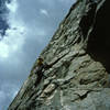 Myself, yarding on the underclings on pitch 1. Fran Bagenal pic. From 1989. 