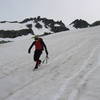 Glissading down the Anniversary Glacier after climbing Joffre.