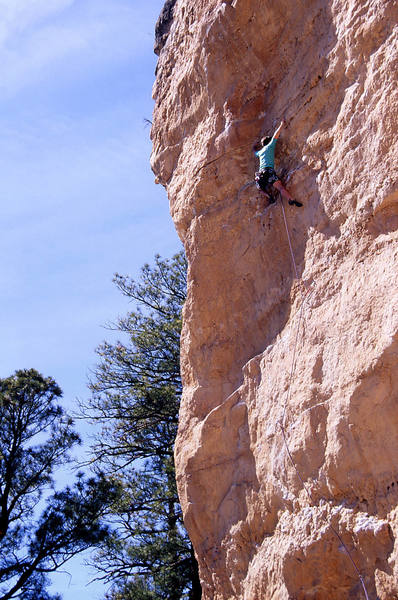 Tomas Robison sets up for the tricky final crux section of The Joker.