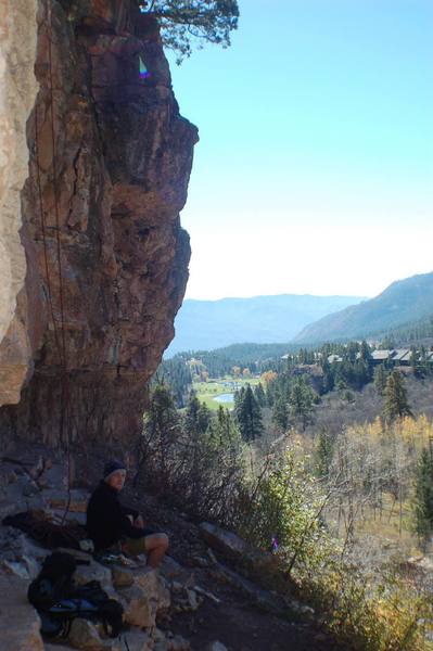 Ladd Raine hanging out at the bottom of this decent warm-up cliff.