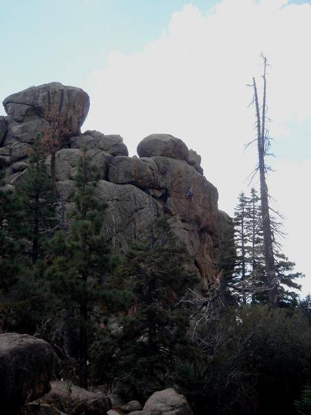 Elaine just past the crux of Ricochet